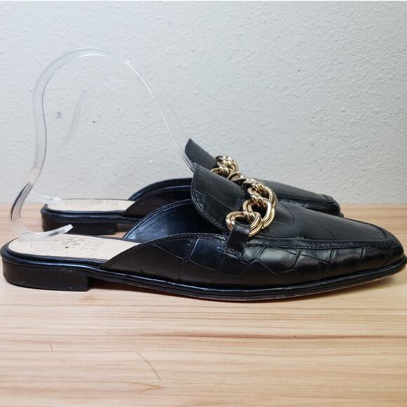 Vince Camuto Women's 8.5 Rachey Chain Link Black Leather Mule Preppy Old Money - Picture 5 of 9